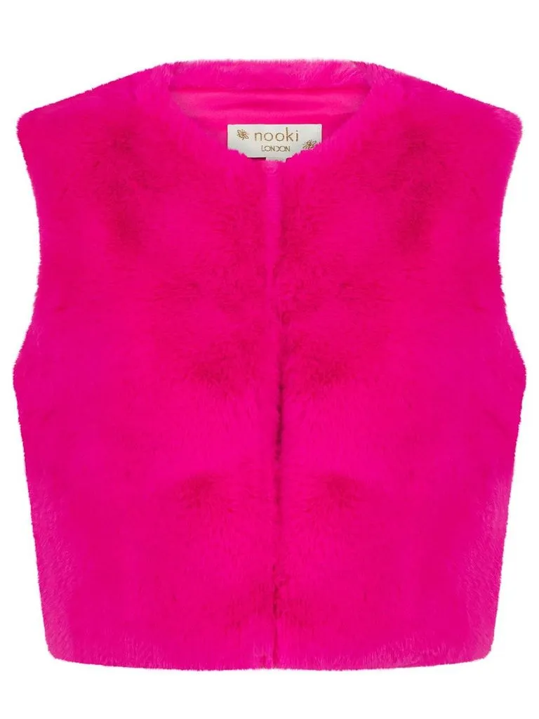 EDELWEISS FAUX FUR  GILET-FUCHSIA AW24