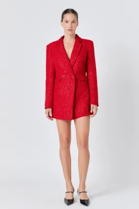 Endless Rose - Premium Sequin Tweed Blazer Romper