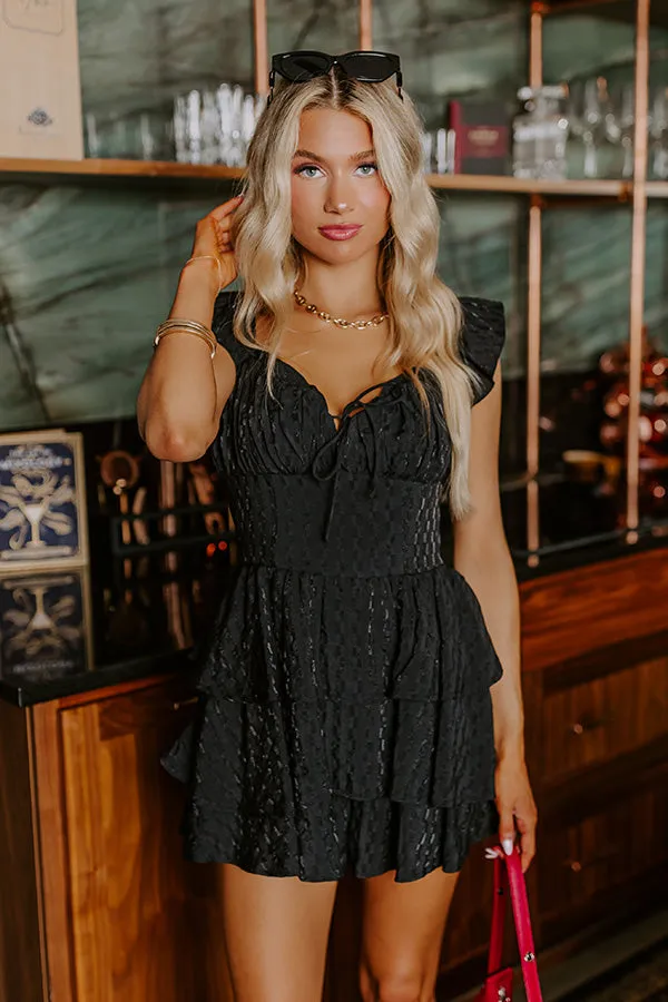 Find Me On The Dance Floor Ruffle Romper in Black