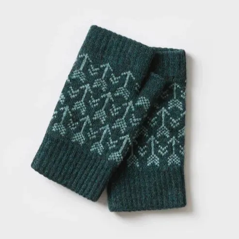 Fingerless Mittens Arrow - Ink and North Sea