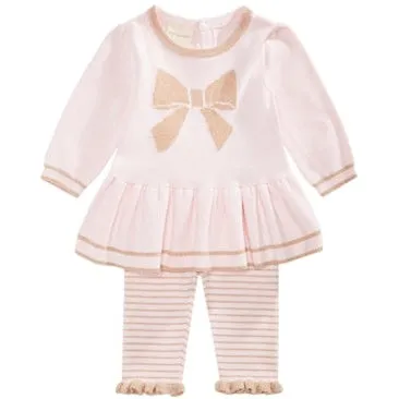 First Impressions Baby Girls Bow Sweater and Striped Tights, Size 12Months