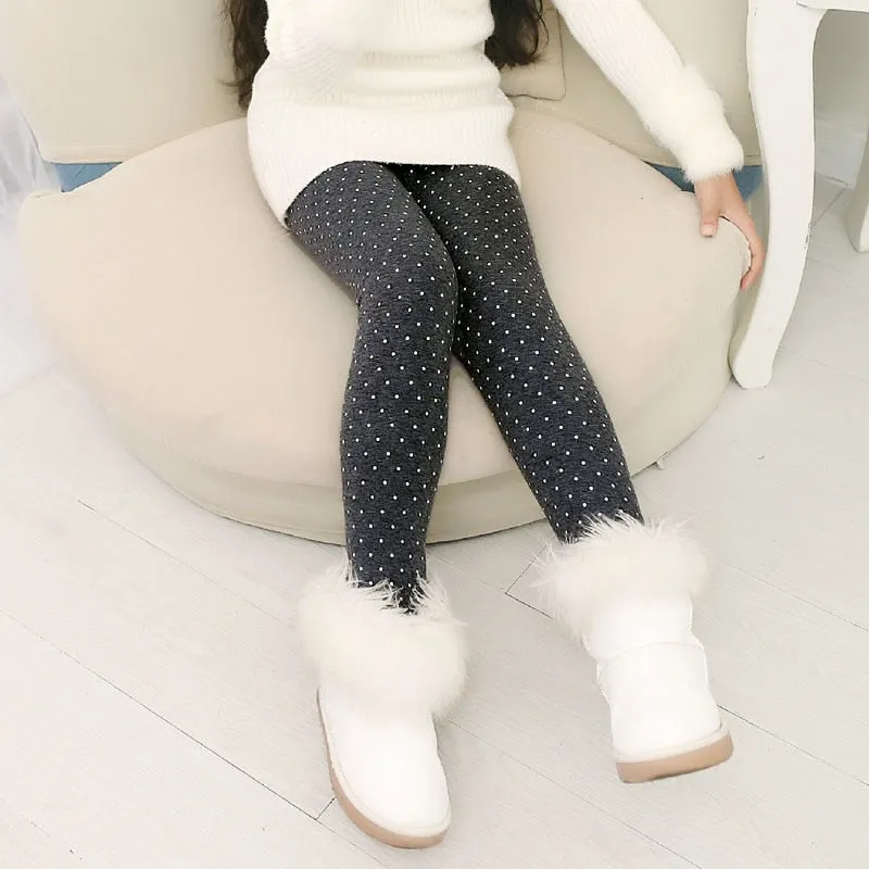 Girls Thermal Leggings - Pink Dot