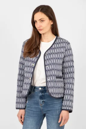 Greta Lightweight Box Jacket - Navy Blue, Aztec