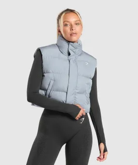 Gymshark Cropped Midi Gilet - Denim Grey