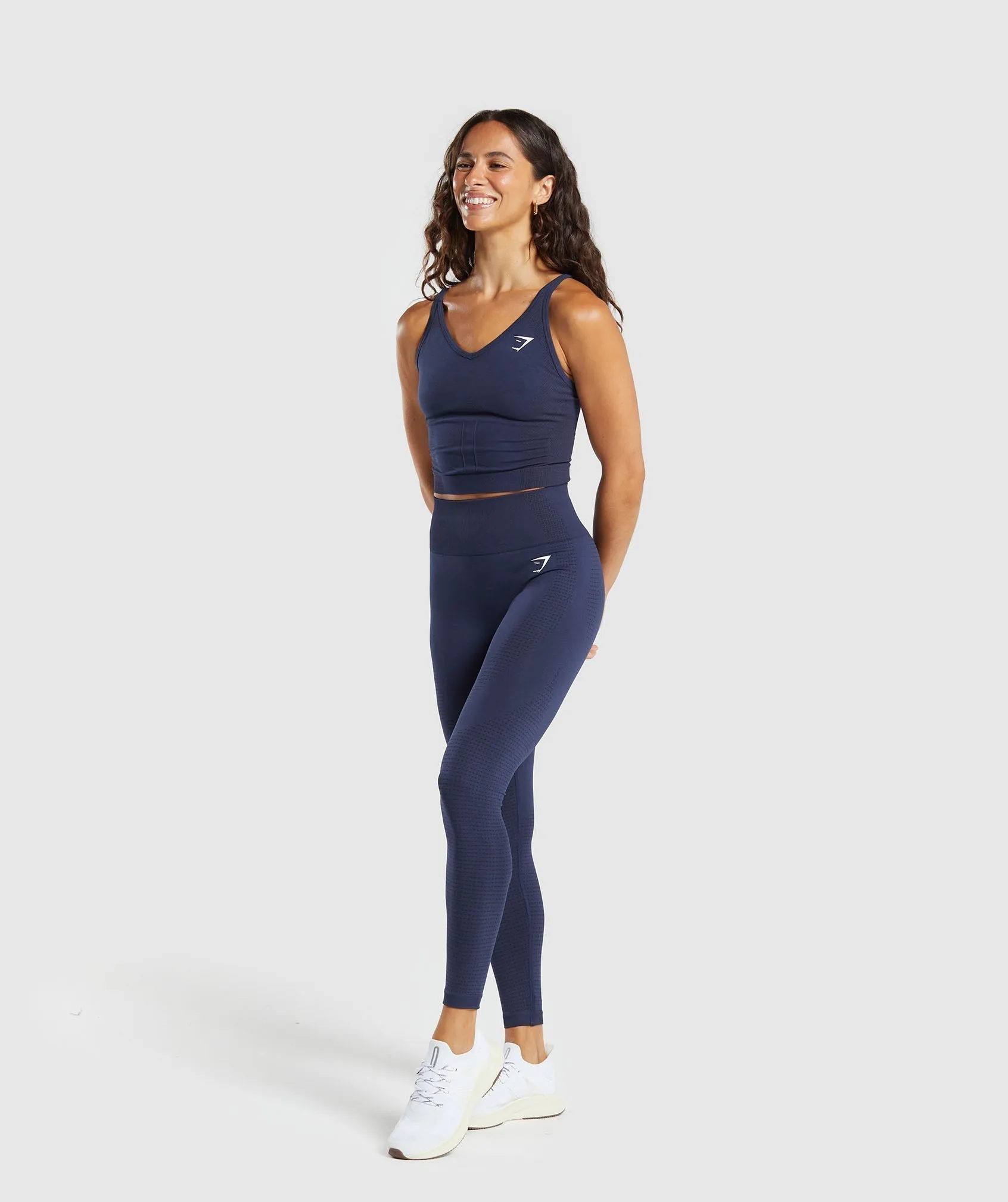 Gymshark Vital Seamless Midi Tank - Heavy Blue/ Marl