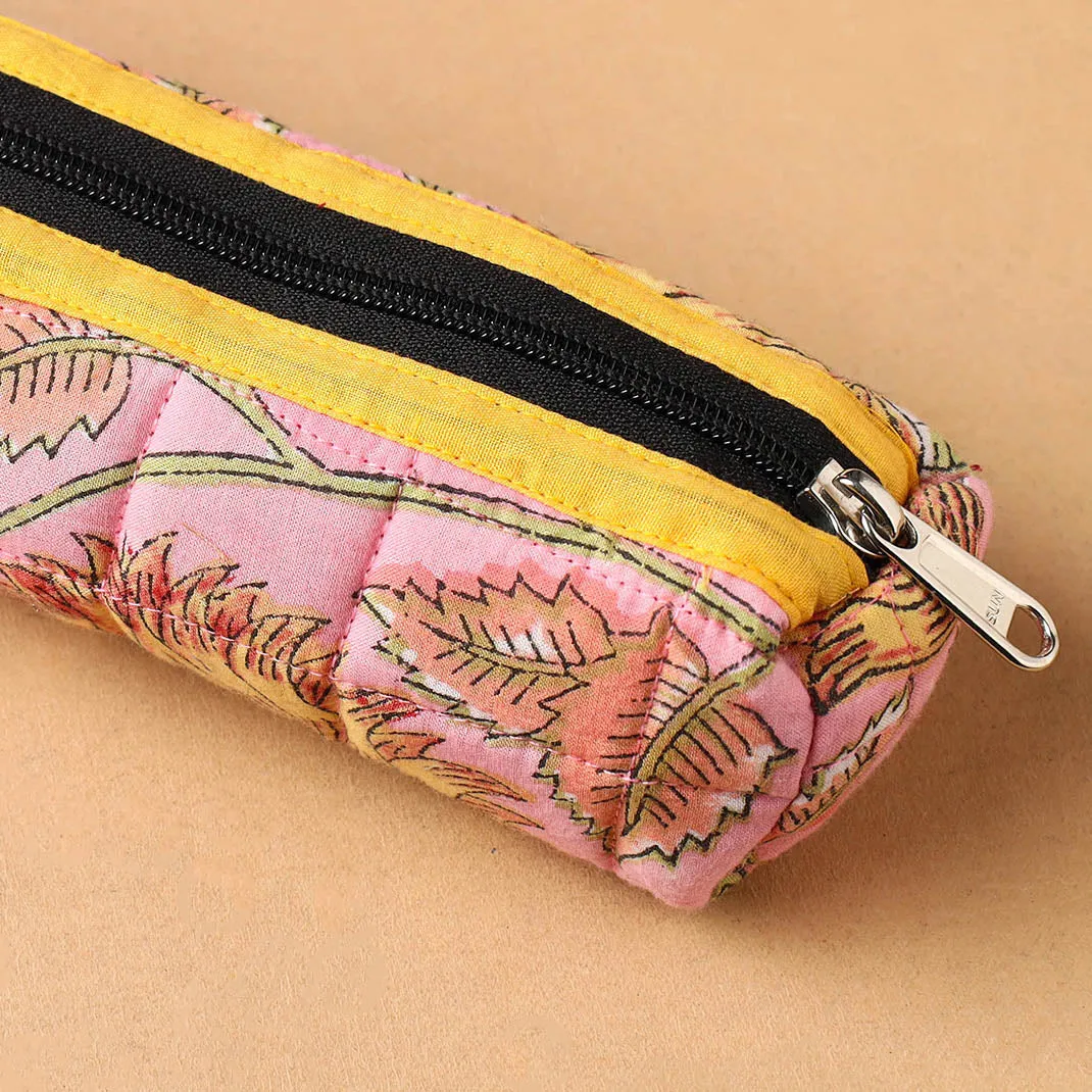 Handcrafted Quilted Cotton Multipurpose Pencil Pouch 02