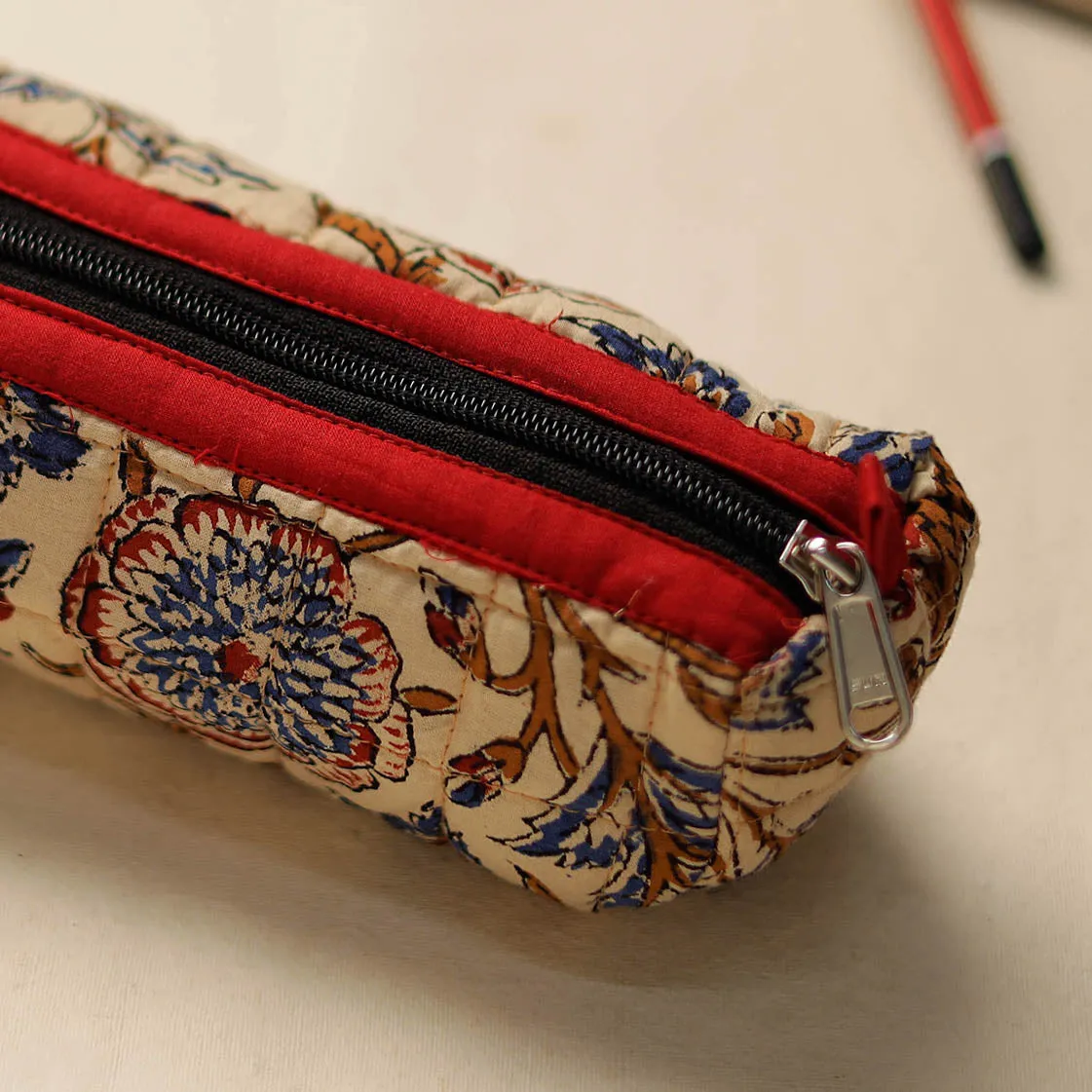 Handcrafted Quilted Kalamkari Multipurpose Pencil Pouch 36