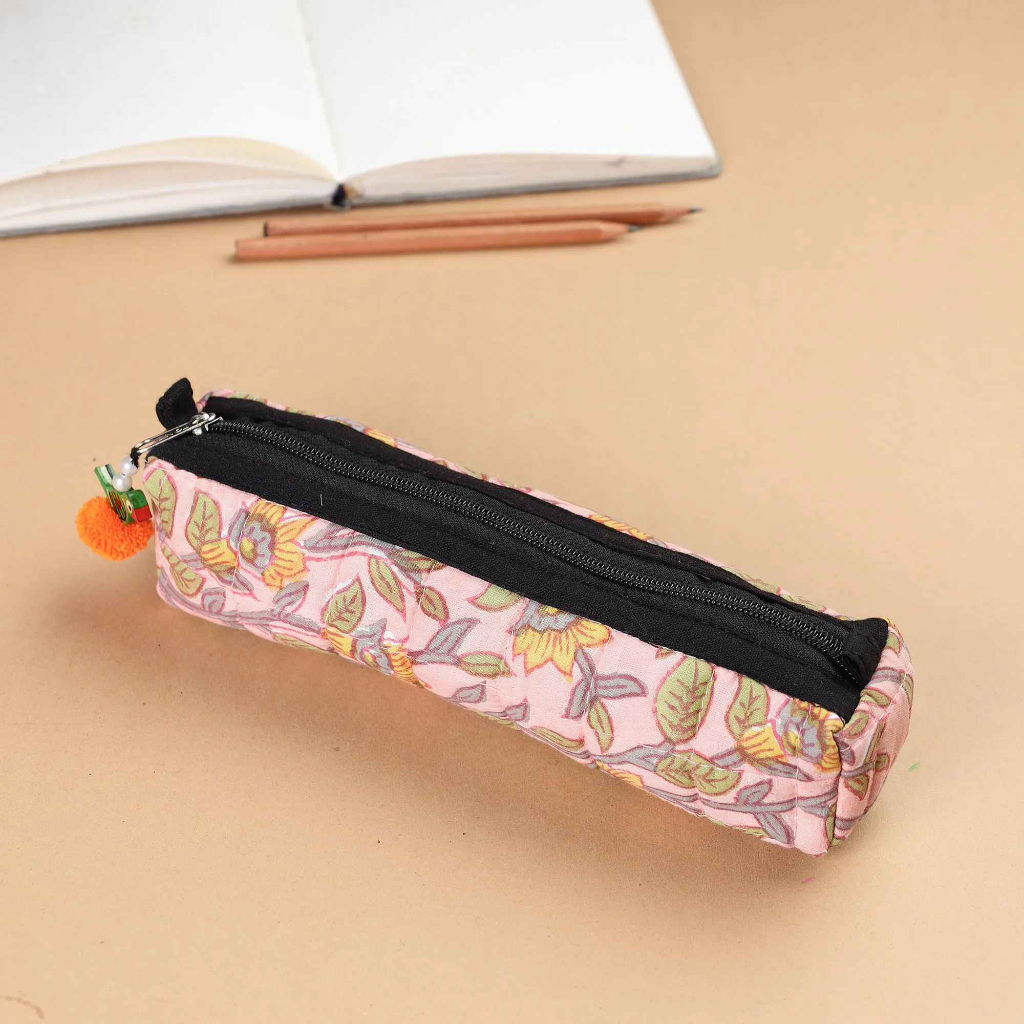 Handcrafted Quilted Sanganeri Multipurpose Pencil Pouch