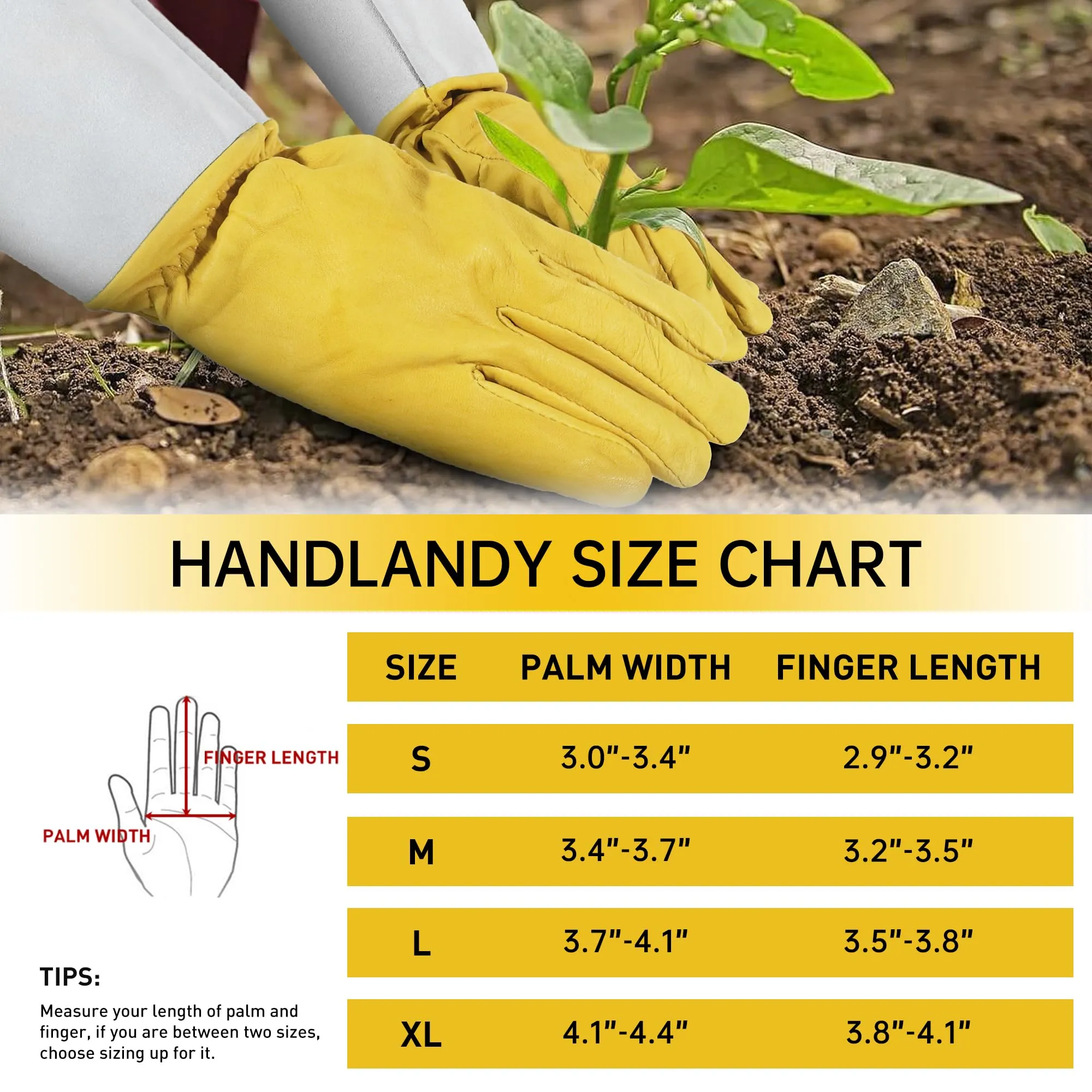 HANDLANDY Rose Gloves for Men & Women, Long Leather Gardening Gloves Thorn Proof, Best Garden Gifts & Tools for Gardener 5190