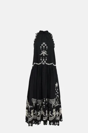 Kingsley Embroidery Tank Dress Black