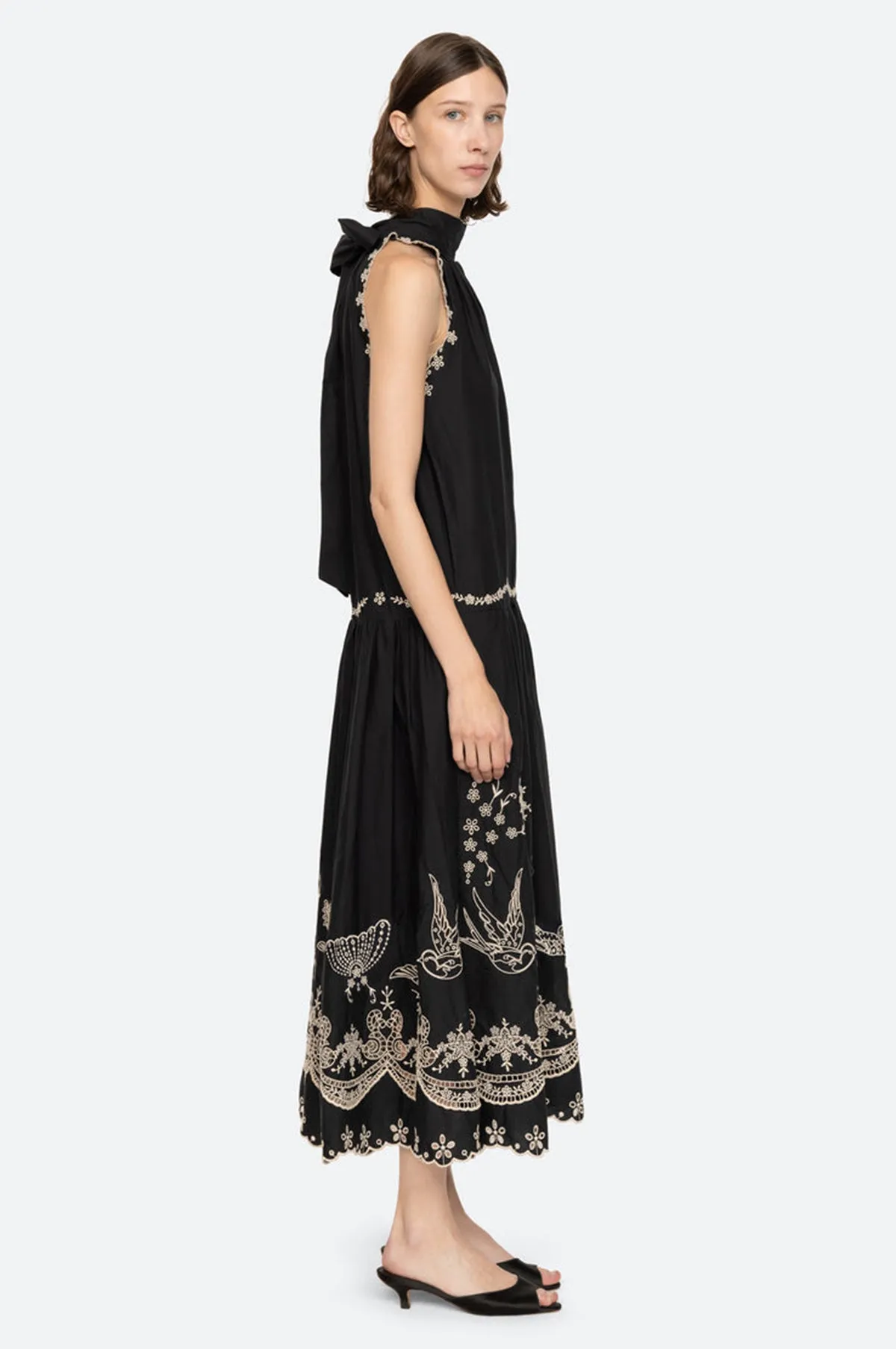 Kingsley Embroidery Tank Dress Black