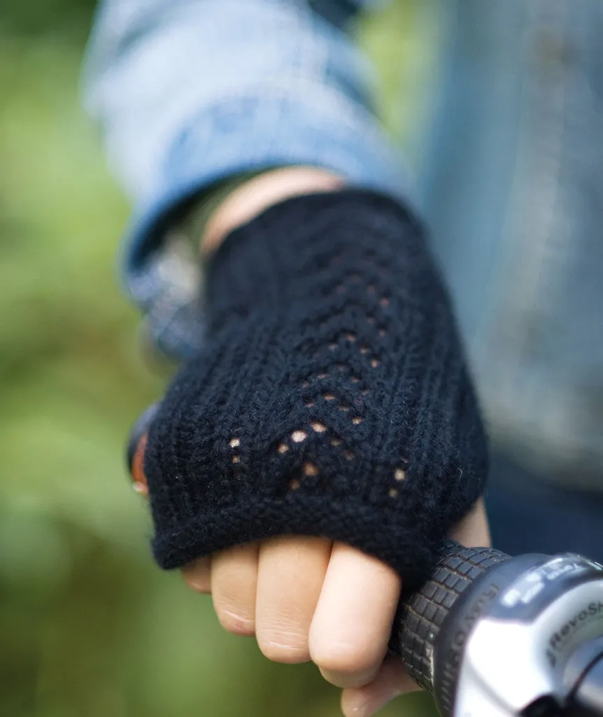 Lace-Back Fingerless Gloves (with 3 lace charts) Pattern