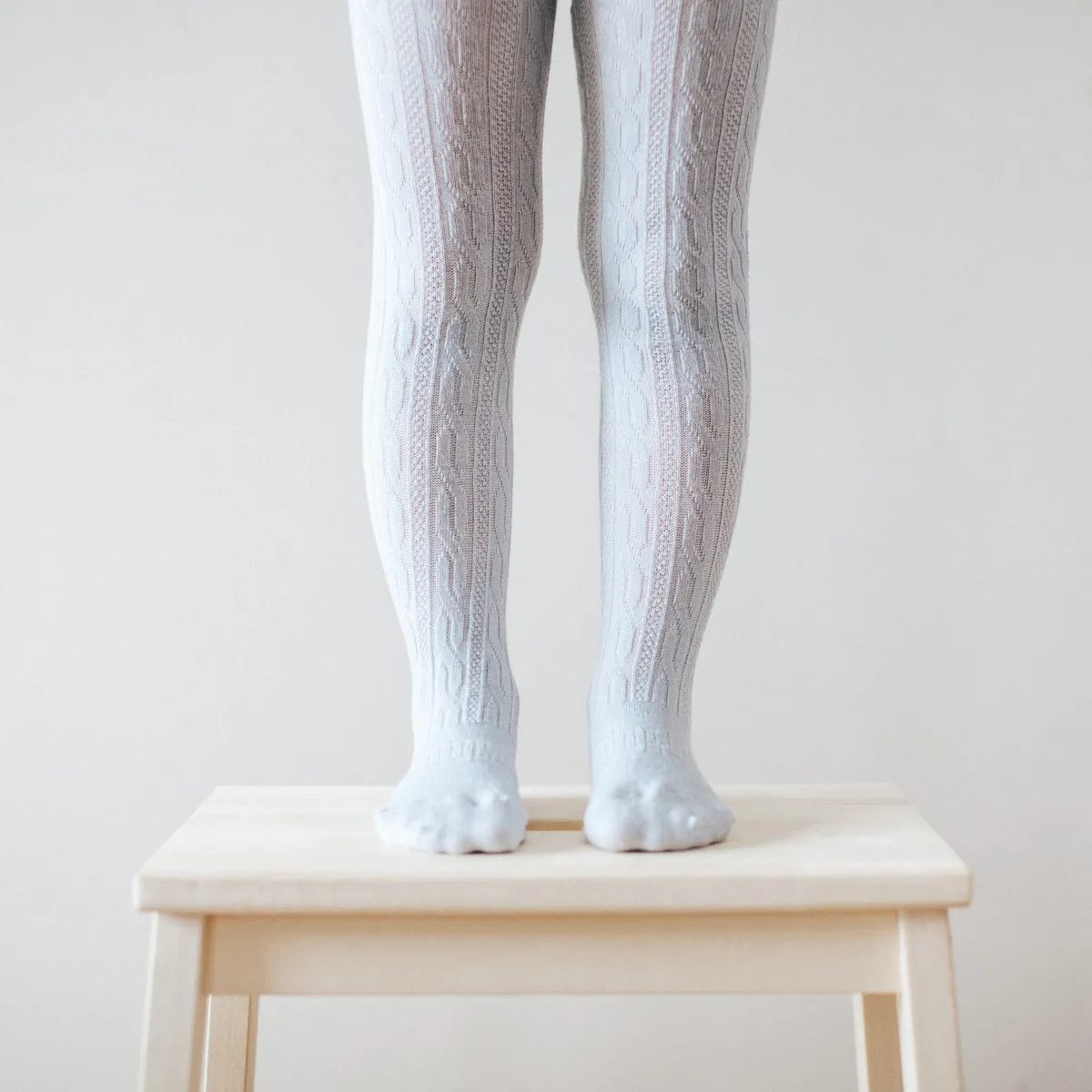 Lamington Merino Tights Cable - Snow Grey