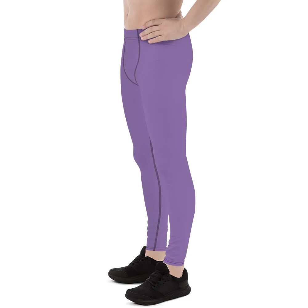 Lavender Purple Color Men's Leggings, Solid Purple Color Premium Designer Men's Tight Pants - Made in USA/EU/MX