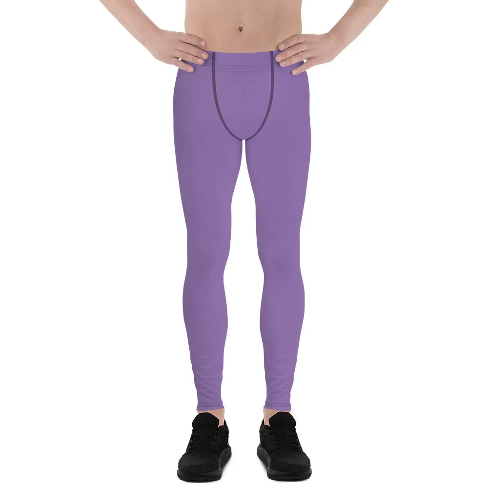 Lavender Purple Color Men's Leggings, Solid Purple Color Premium Designer Men's Tight Pants - Made in USA/EU/MX