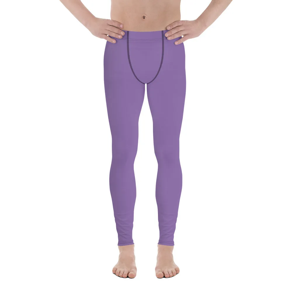 Lavender Purple Color Men's Leggings, Solid Purple Color Premium Designer Men's Tight Pants - Made in USA/EU/MX