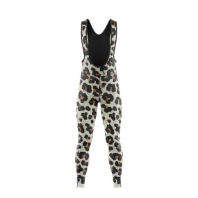 Leopard Print Women's Cargo Winter Cycling Bib Tights