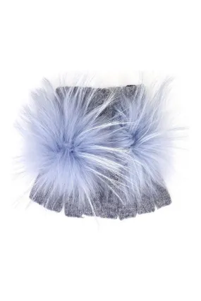 Linda Richards Fur Pom-pom Fingerless Gloves HW-62G | Blue Mist