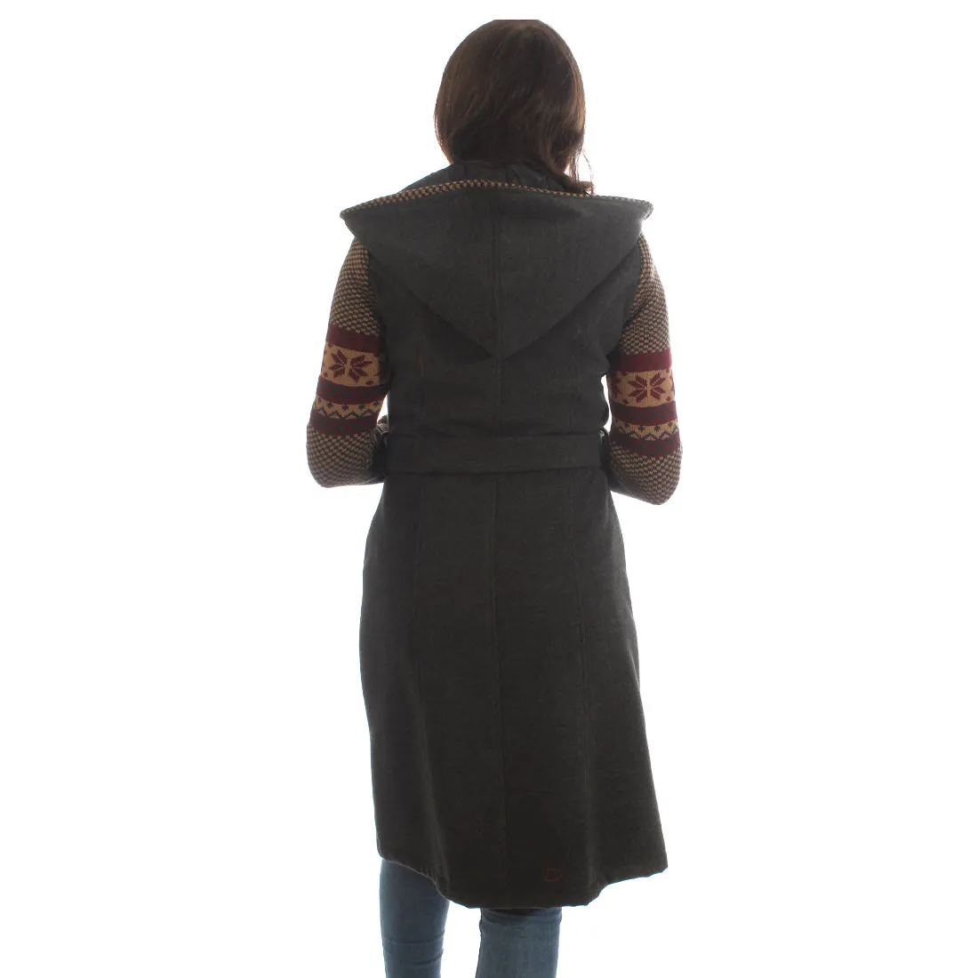 Long coat with removable hoodie/ gray -5905