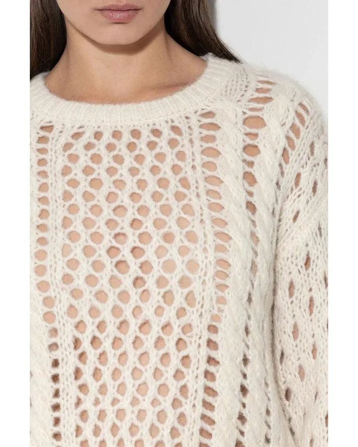 Luisa Cerano Cropped Alpaca Mix Perforated Sweater