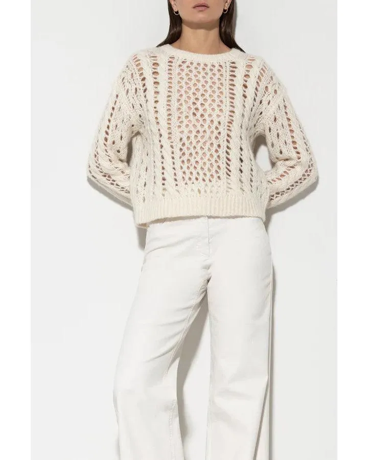 Luisa Cerano Cropped Alpaca Mix Perforated Sweater