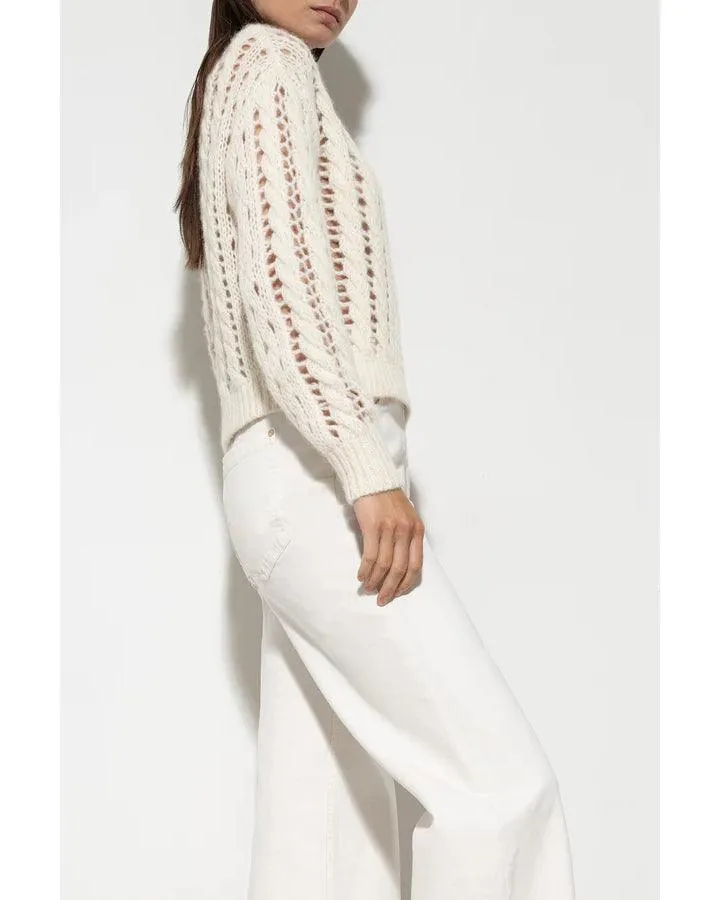 Luisa Cerano Cropped Alpaca Mix Perforated Sweater