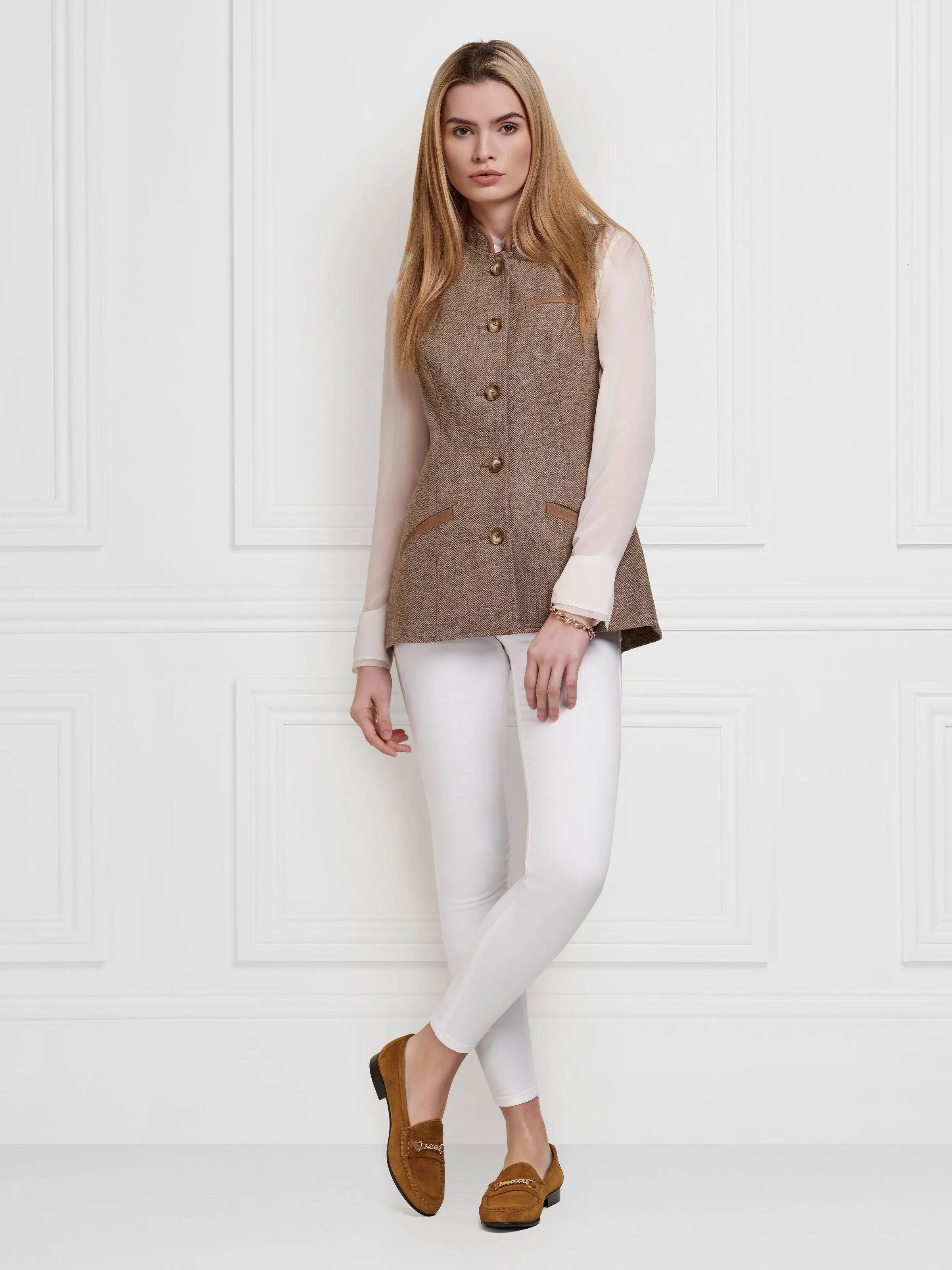 Madeline Gilet - Taupe Herringbone