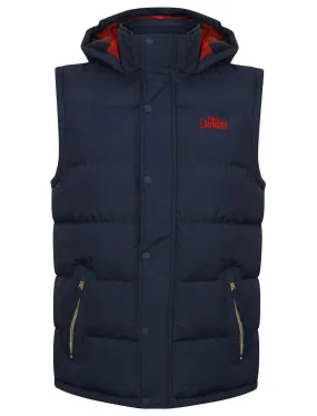 McCrooke 2 Padded Gilet with Hood in Midnight Blue - Tokyo Laundry