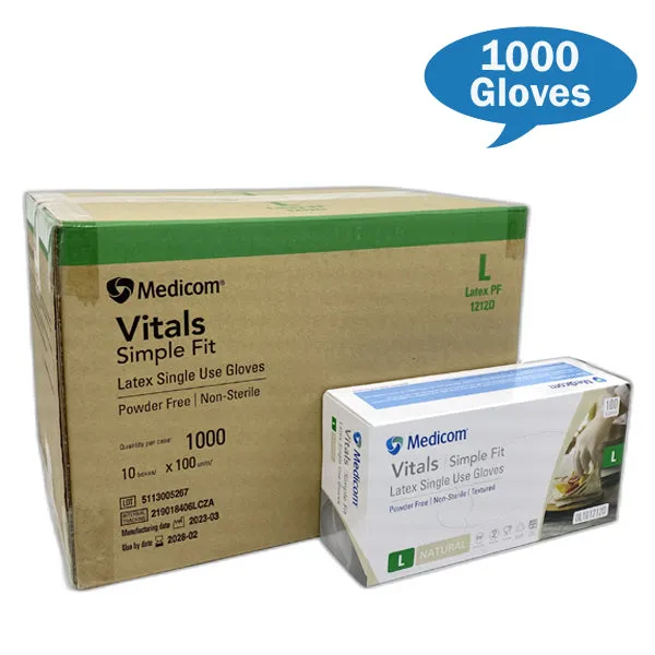 Medicom Safe Vital Latex Gloves Powder Free