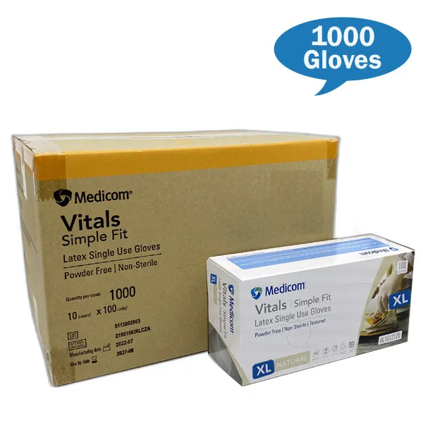 Medicom Safe Vital Latex Gloves Powder Free