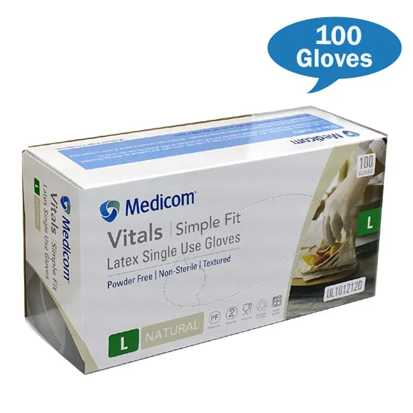 Medicom Safe Vital Latex Gloves Powder Free