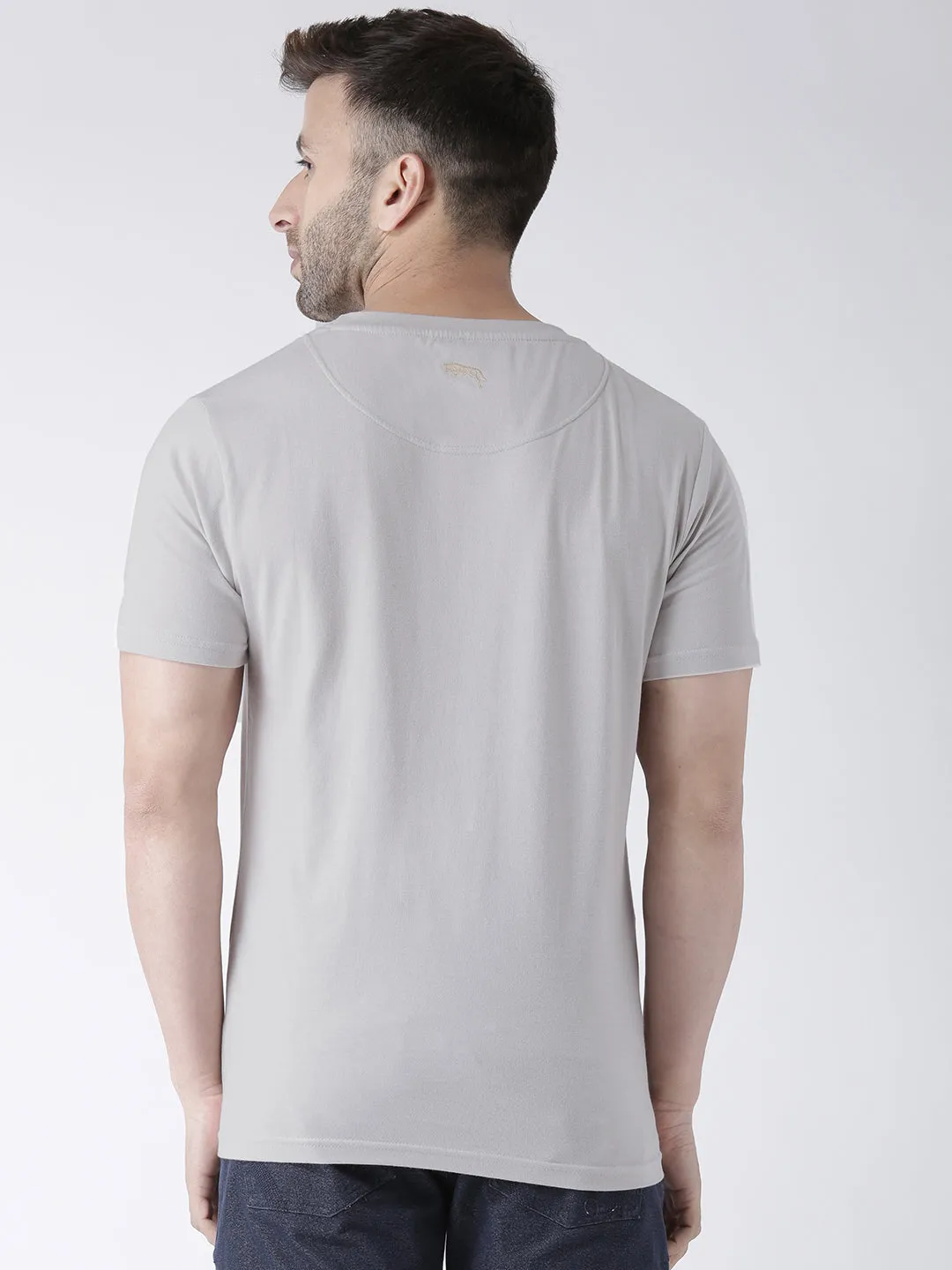 Men Grey Round Neck Tshirt