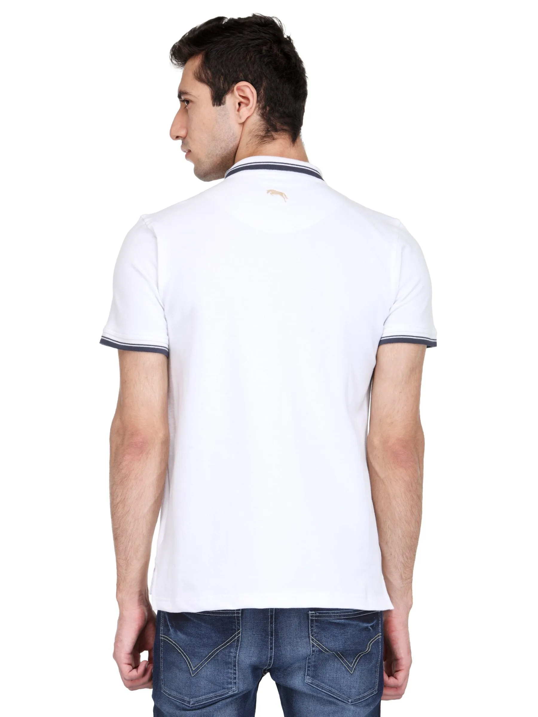 Men Ivory White Cotton & Spandex T-Shirt