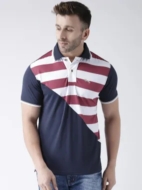 Men Navy Blue and White Polo Tshirt