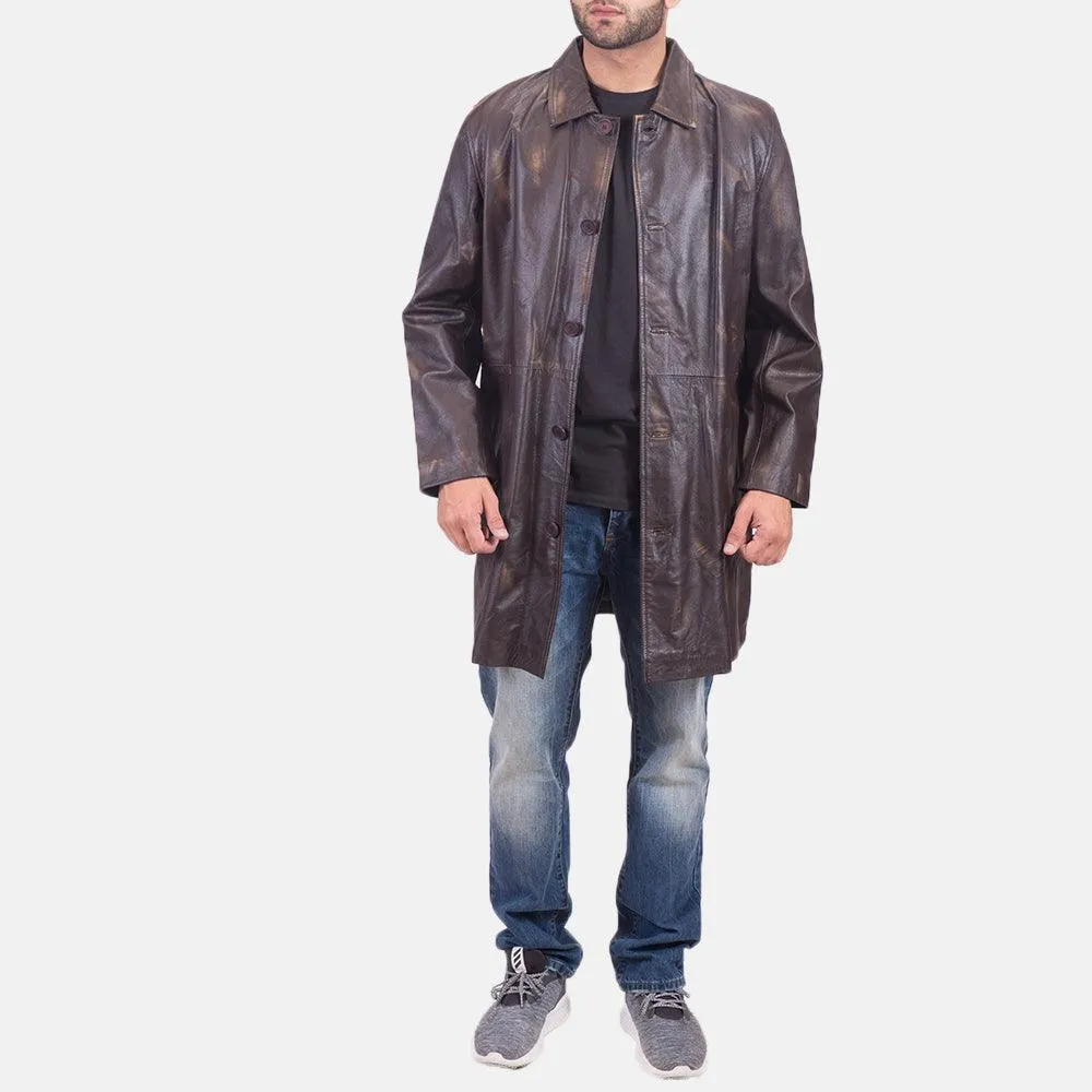 Mens Classmith Brown Leather Coat