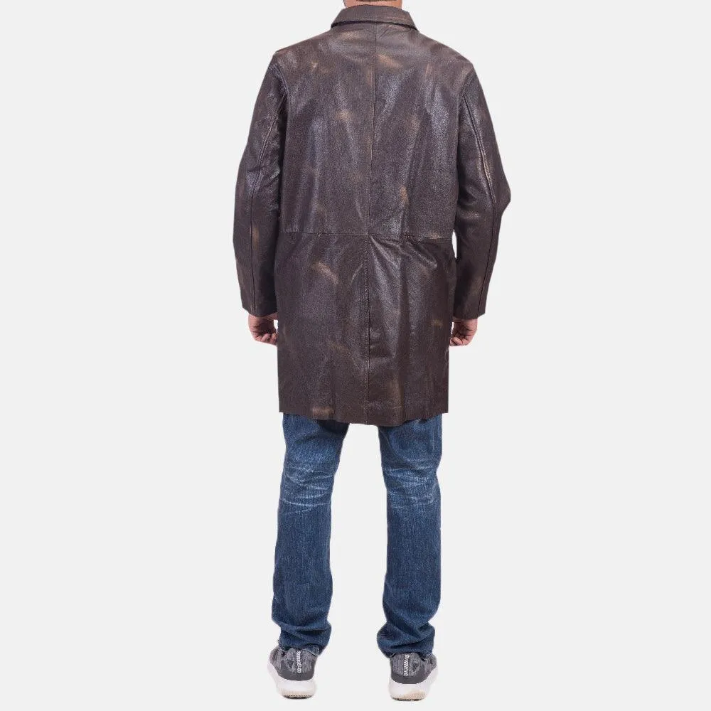 Mens Classmith Brown Leather Coat