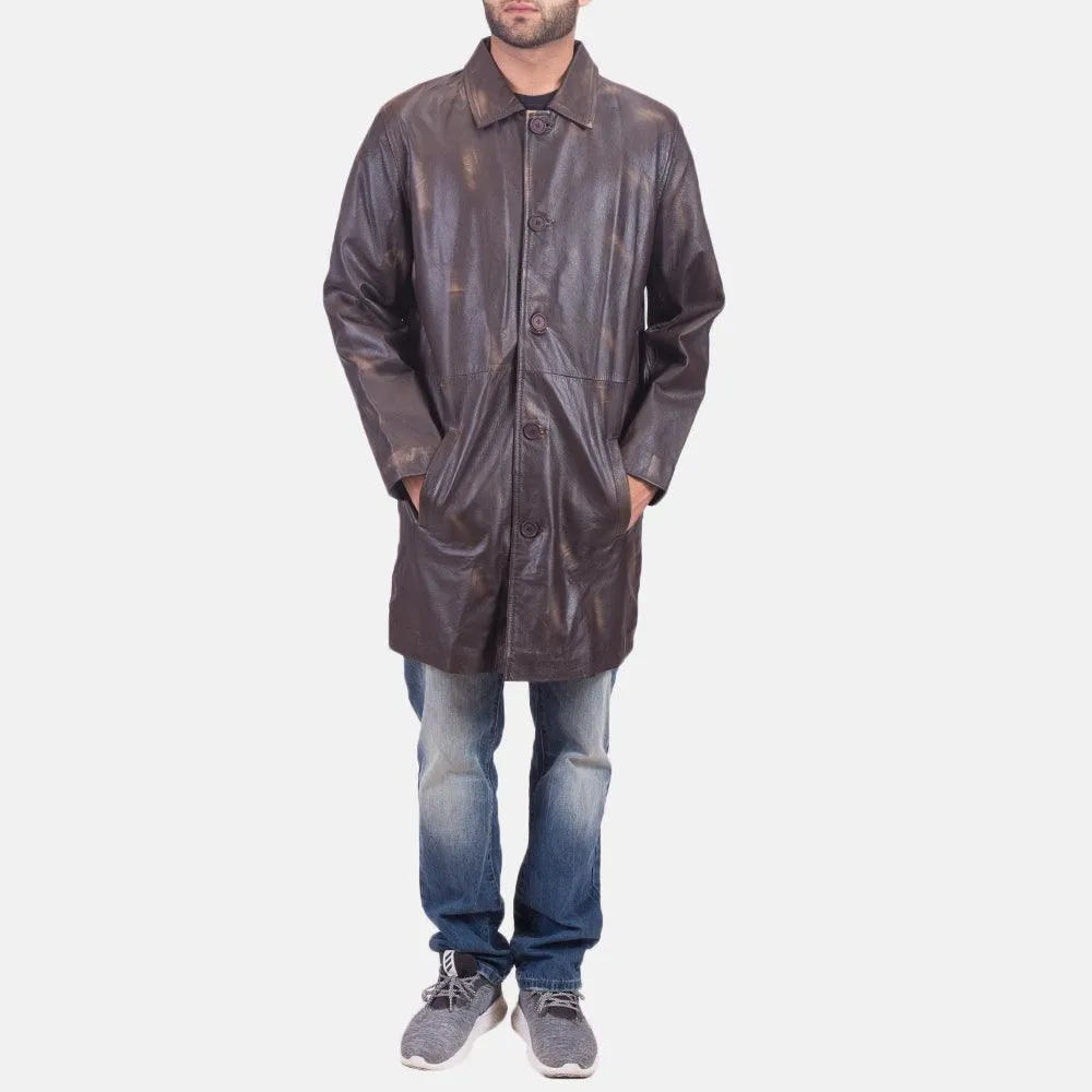 Mens Classmith Brown Leather Coat