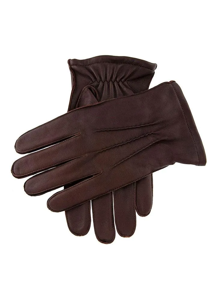 Men's Three-Point Lined Leather Gloves