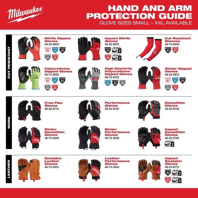 Milwaukee Cut Level 3 Nitrile Dipped Gloves Red L 1 pair