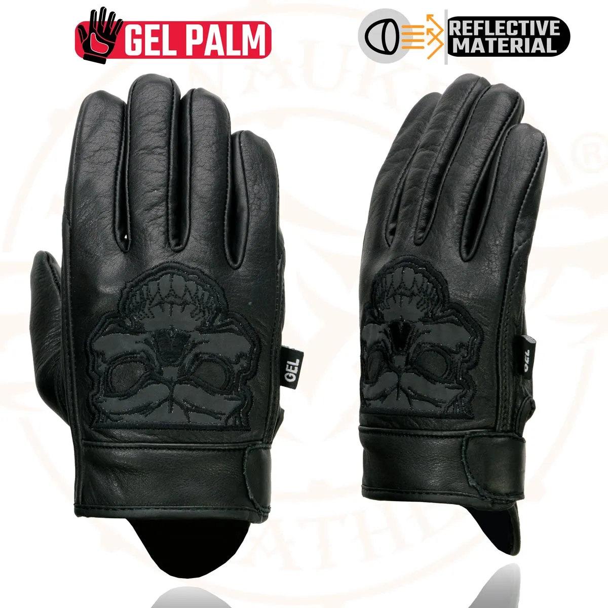 Milwaukee Leather Men's Black Leather ‘Reflective Skull’ Motorcycle