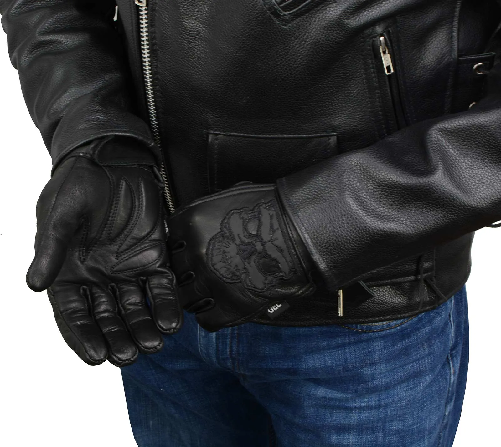 Milwaukee Leather Men's Black Leather ‘Reflective Skull’ Motorcycle