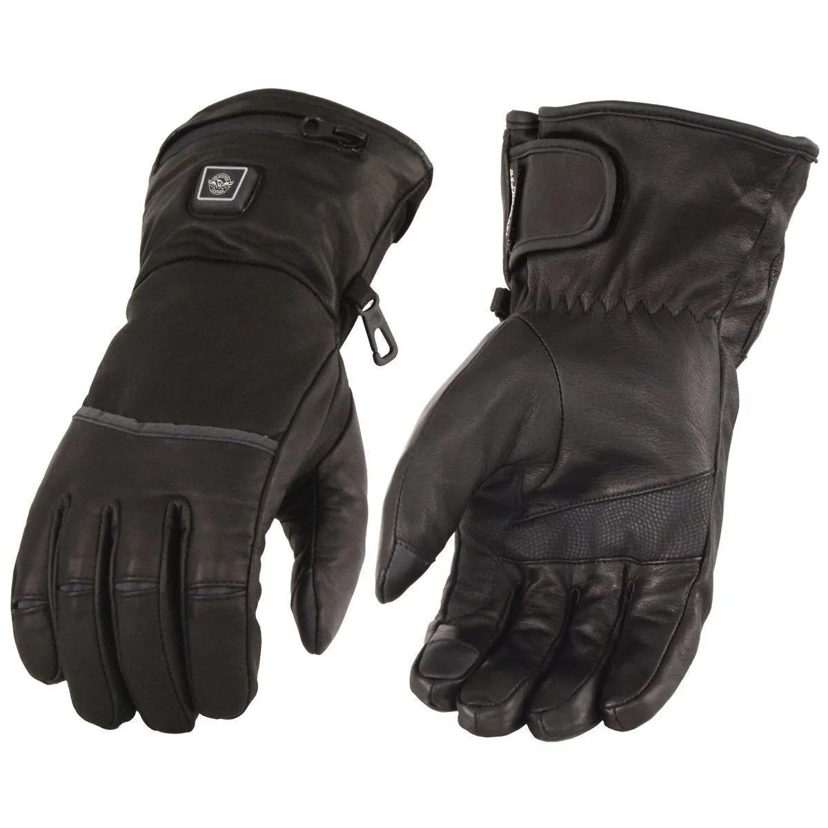 Milwaukee Leather MG7713SET Women's Heated Black Leather Winter Gloves w/ Battery Pack-Wire Harness and i-Touch