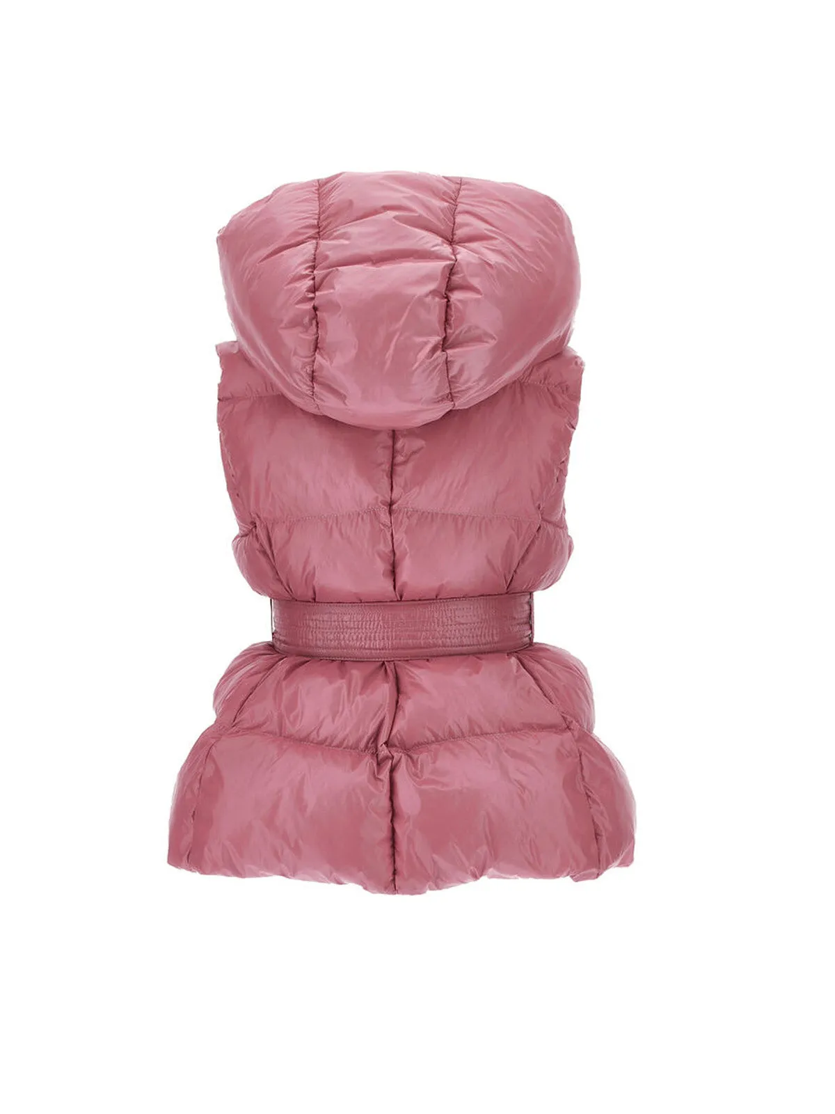 Monnalisa- Pink sleeveless gilet with ribbon belt