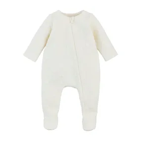 MUD White Quilted Zipper Footie