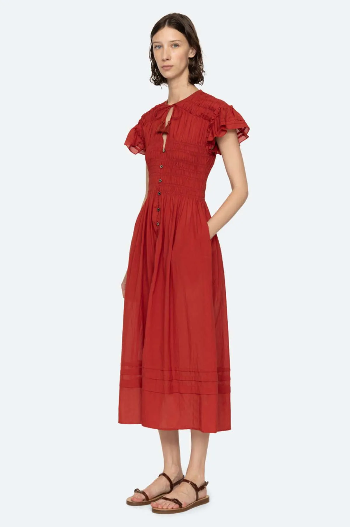 Nomi Solid S/Slv Dress Paprika