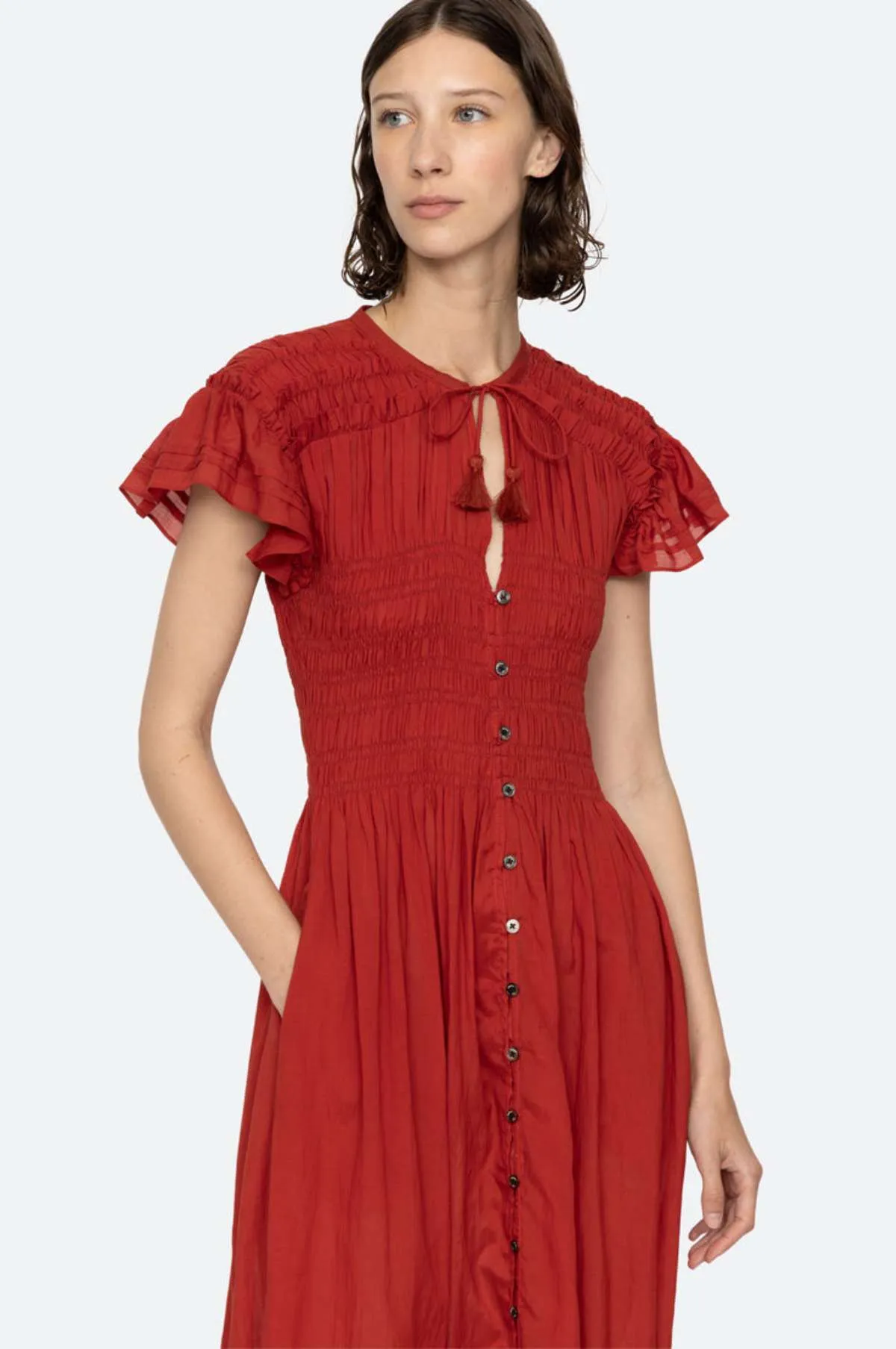 Nomi Solid S/Slv Dress Paprika