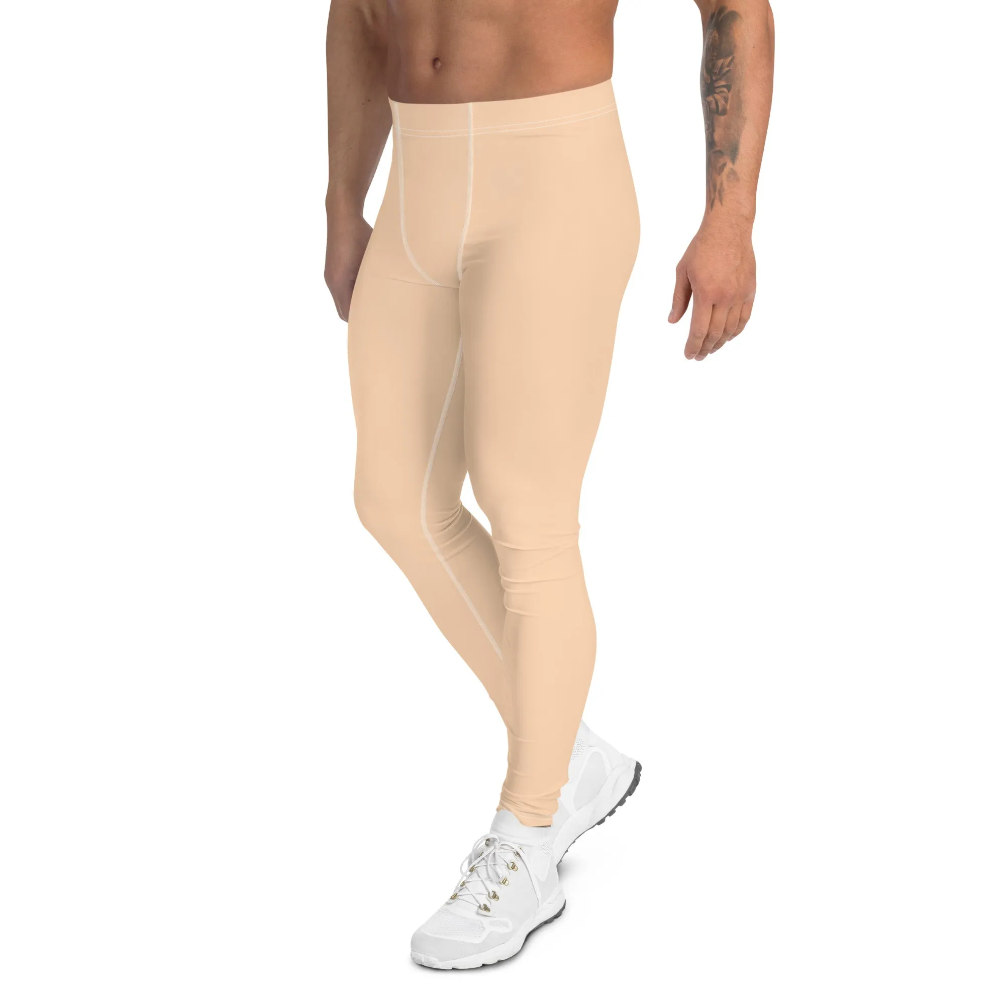 Nude Solid Color Meggings, Solid Nude Color Premium Designer Men's Tight Pants - Made in USA/EU/MX