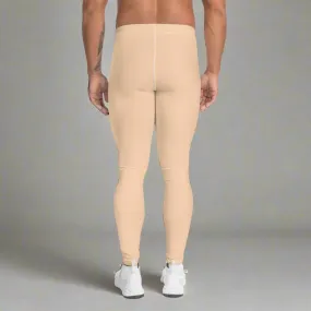 Nude Solid Color Meggings, Solid Nude Color Premium Designer Men's Tight Pants - Made in USA/EU/MX