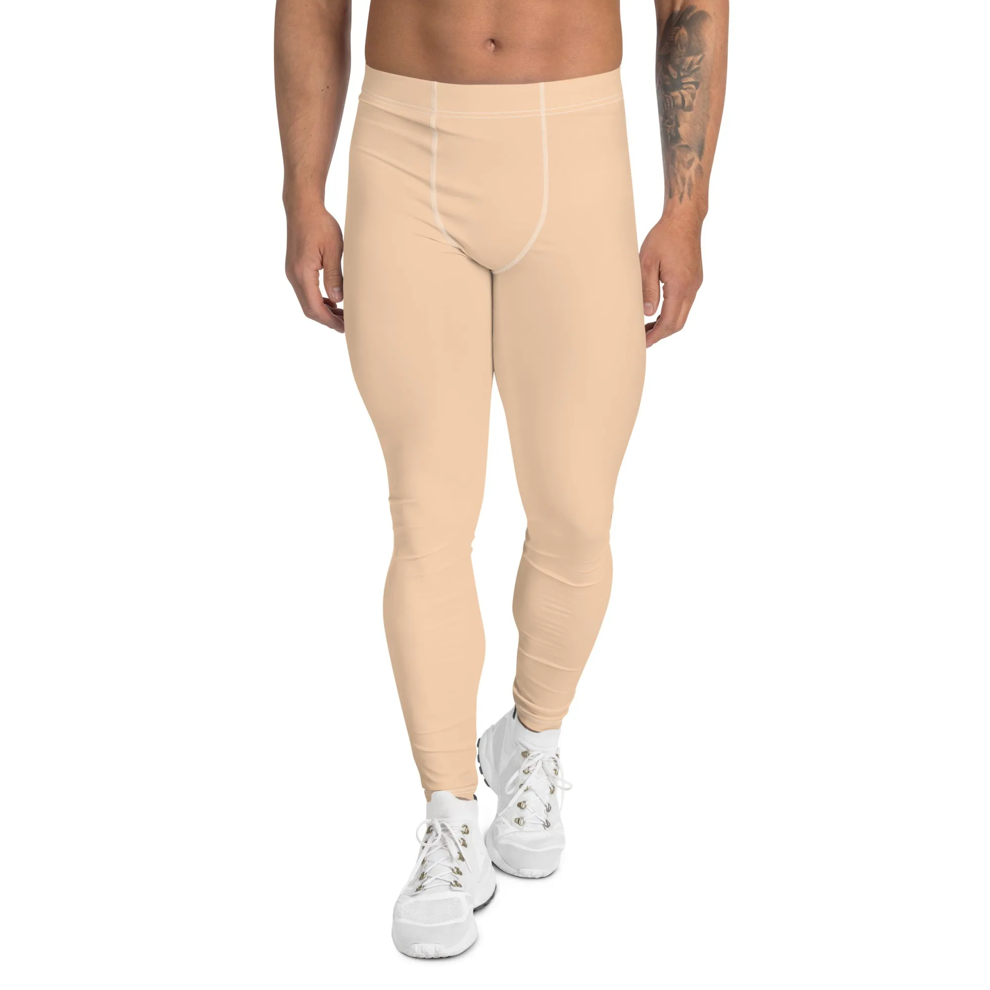 Nude Solid Color Meggings, Solid Nude Color Premium Designer Men's Tight Pants - Made in USA/EU/MX