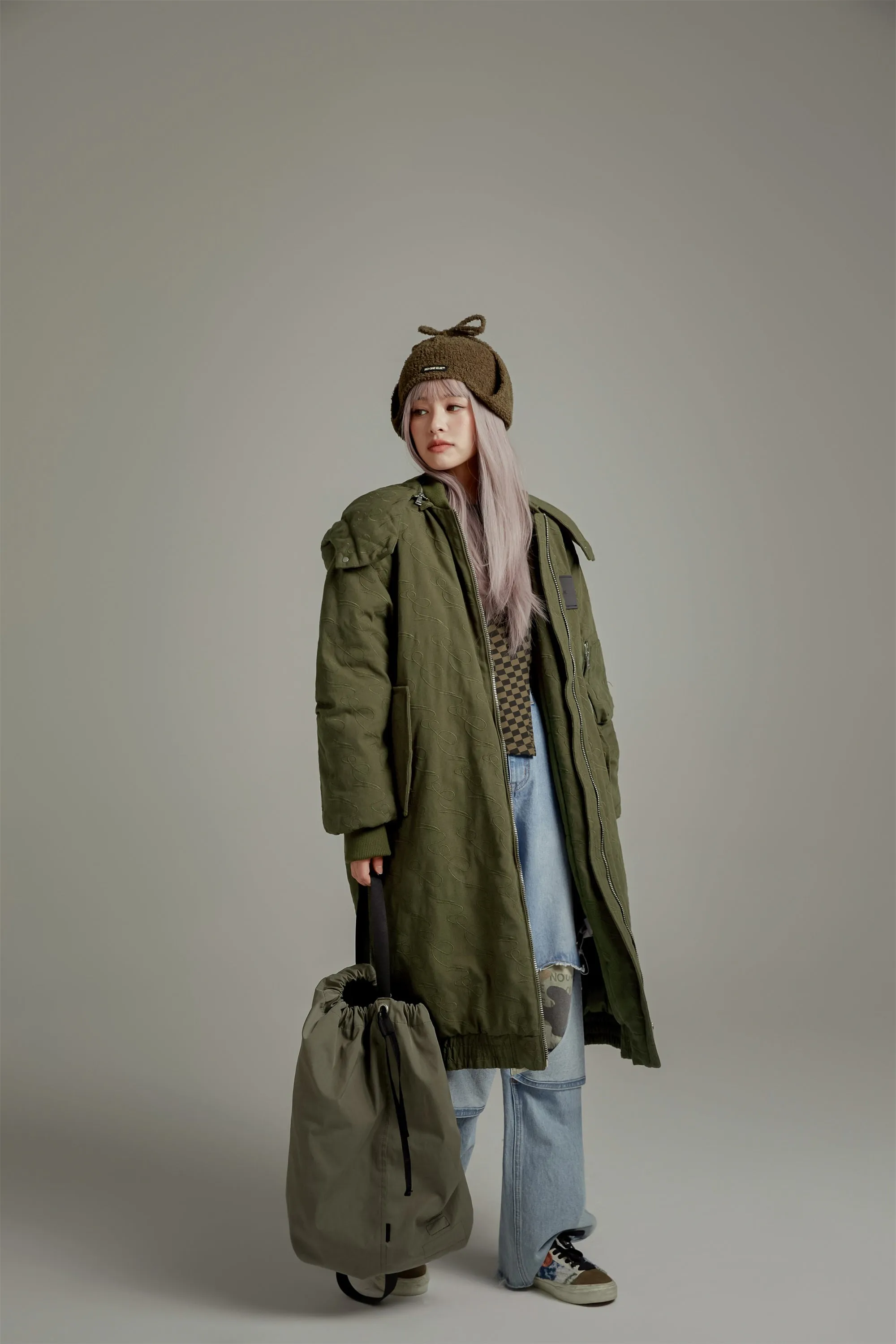 Oversized Long Hoodie Quilted Coat